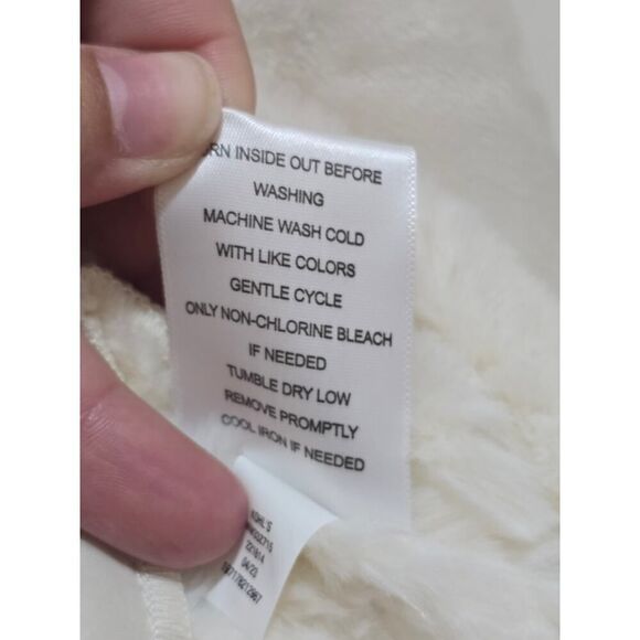 Nine West Faux Sued Aviator Jacket Ivory Super Cozy Front Buttons NWT Size XL - Picture 11 of 13